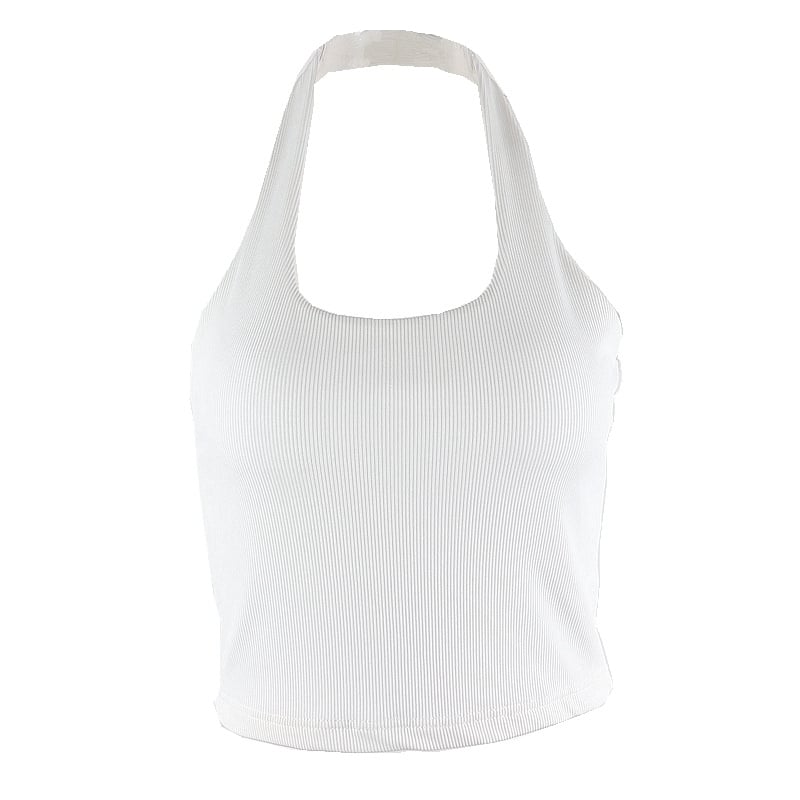 Exposed Umbilicus Halter-neck Short Vest
